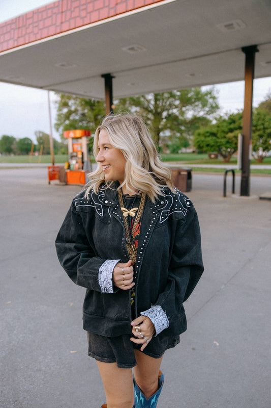 Denim | Western Black Jacket w/ Embellishments