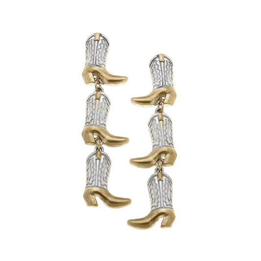 Mixed Metal Boot Earrings