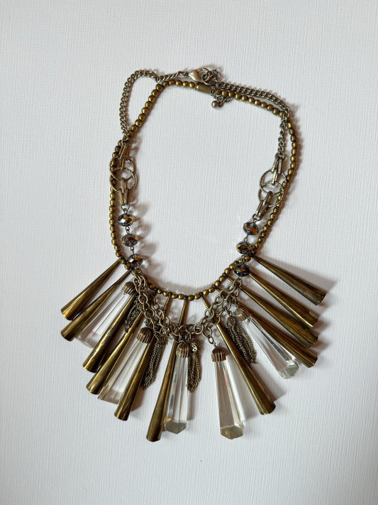 Necklace Stack | Brass & Clear